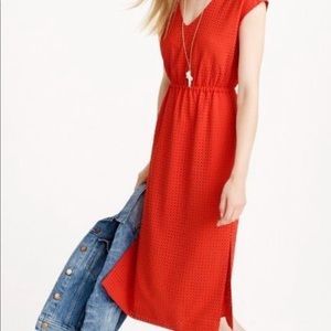 J. Crew Perforated Midi Dress in Poppy Red